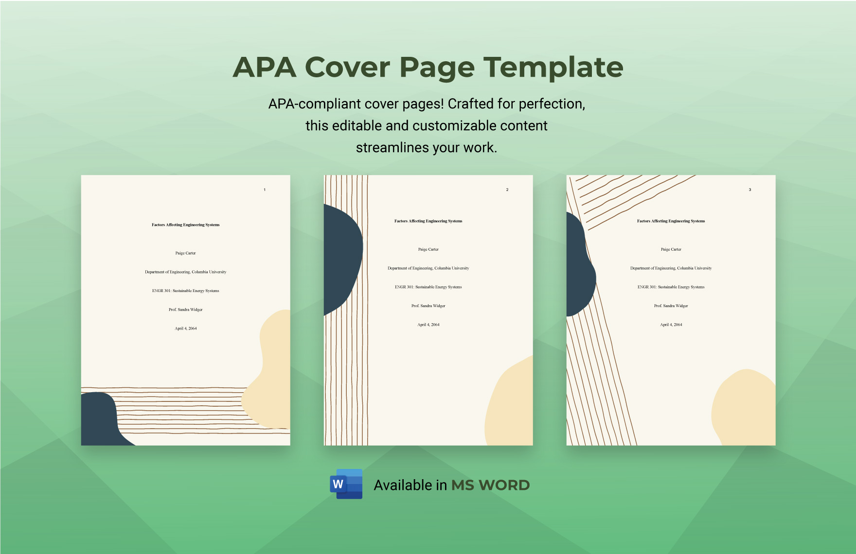 Apa Cover Sheet Template