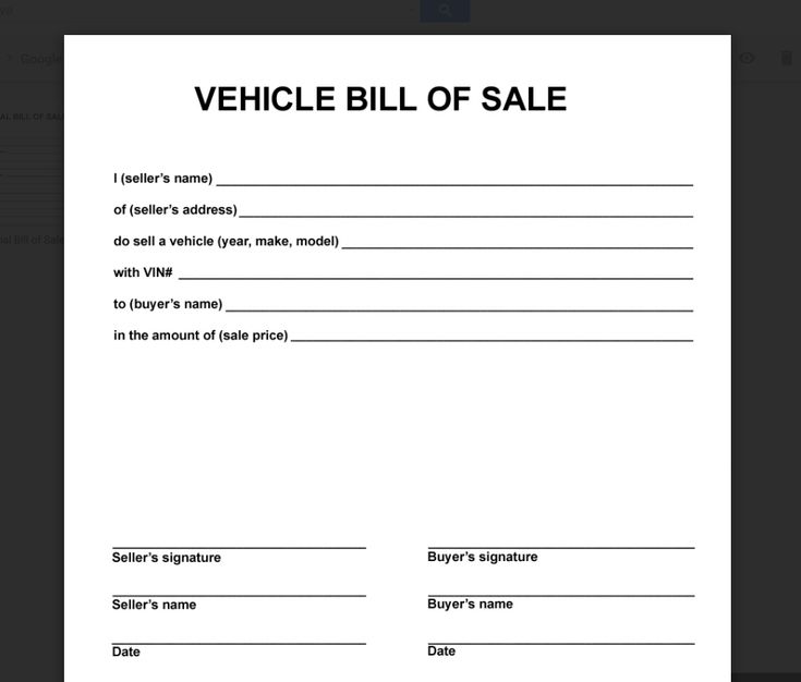 Bill Of Sale Template