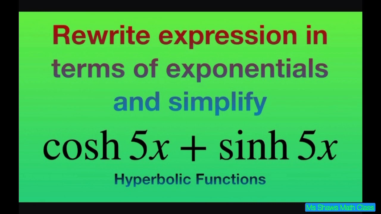 Indefinite Integral With Hyperbolic Functions Sinh X Cosh 3 X Youtube