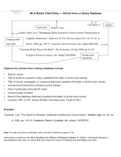 Mla Work Cited Format