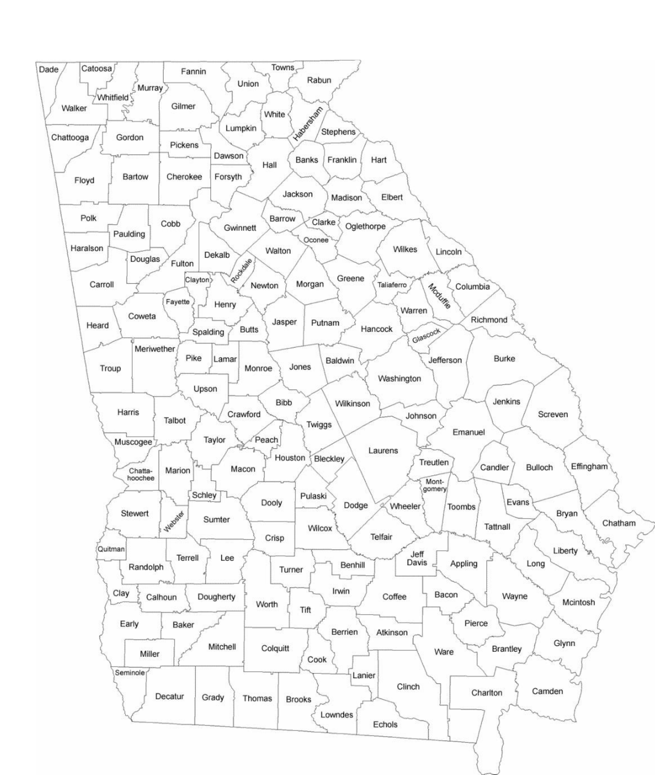 Printable Georgia County Map Printable Map Of The United States