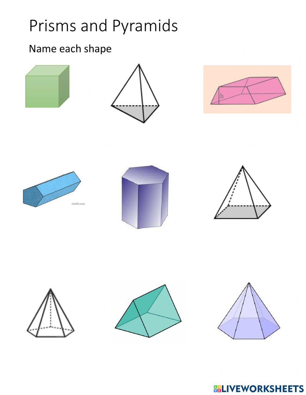 Properties Of Prisms And Pyramids Worksheets