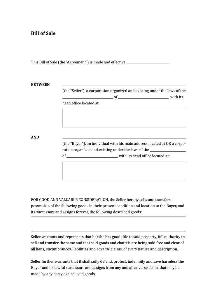 Sample Bill Of Sale Template Forms 2024