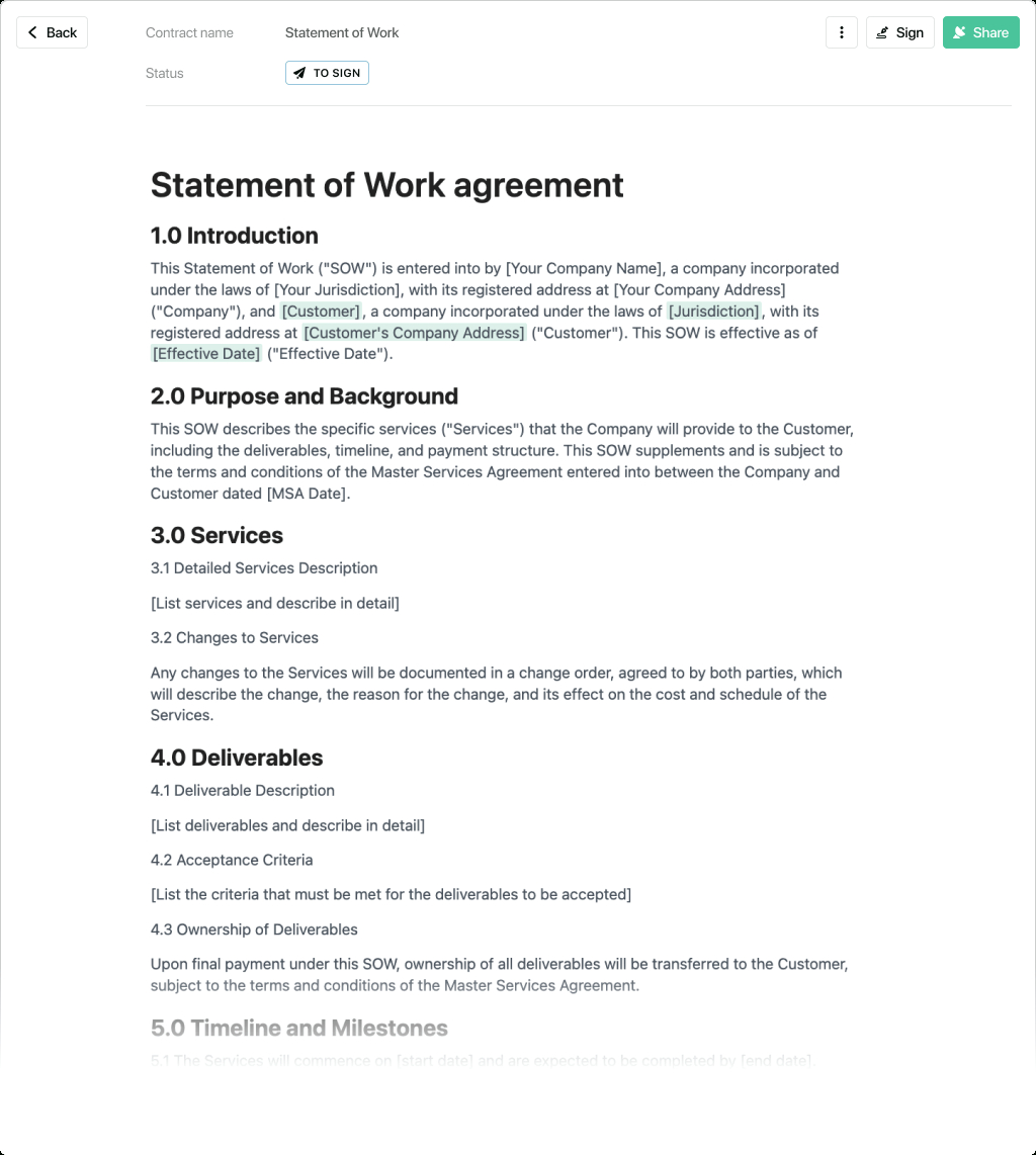 Statement Of Work Template