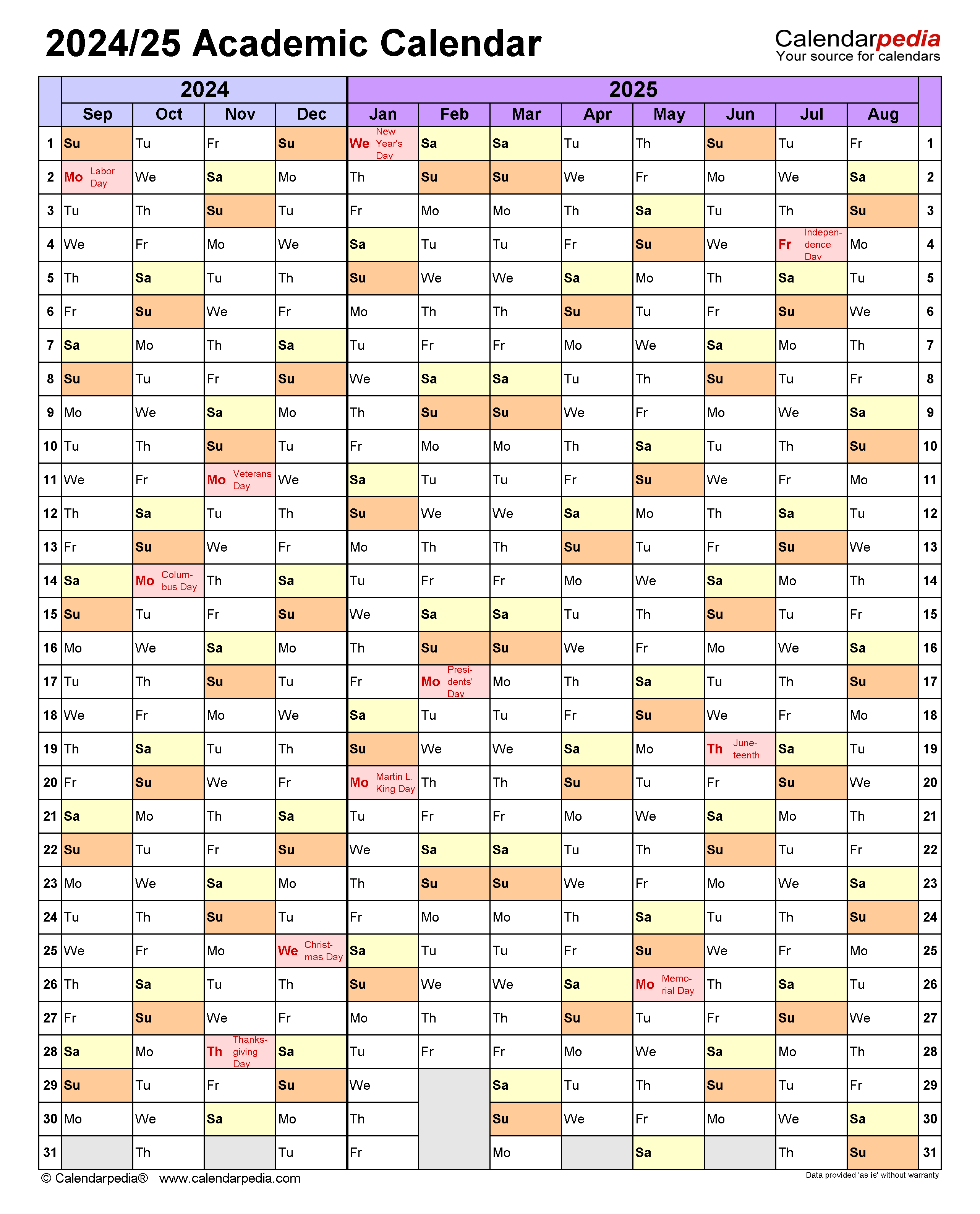 Ua Academic Schedule